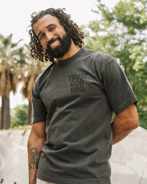 Stacked Premium Mock Neck Tee | Vintage Black