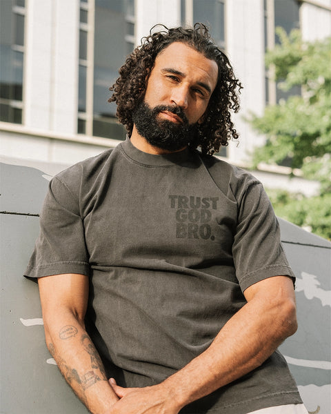 Stacked Premium Mock Neck Tee | Vintage Black