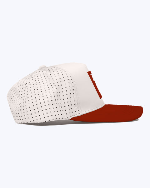 "Classic" Cream & Crimson | Performance Snap-Back Hat
